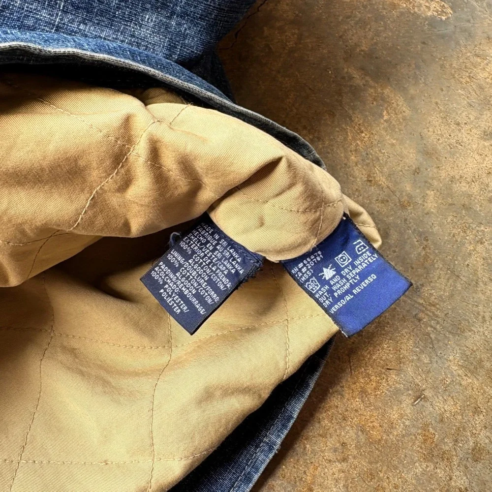 Tommy Jeans Mens Vintage Denim Chore Jacket Corduroy Collar Quilted Lined Blue L
